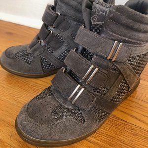 Sketchers SKCH+3 Wedge Sneaker Gray Metal Buckles